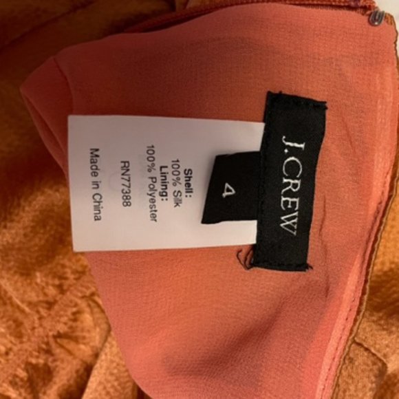 J Crew Serenade Hammered Silk Dress Size 4 Orange Coral - Picture 6 of 6